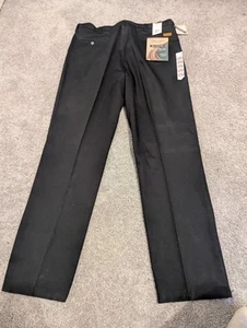Wrangler RIATA Casual Pants Mens 40x34 Black Flat Front Relaxed Fit Cotton New - Picture 1 of 15