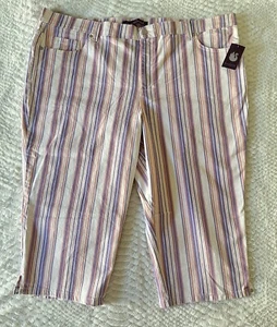 GLORIA VANDERBILT Amanda capri donna taglia 22W nastro rosa/striga schermo - Foto 1 di 19