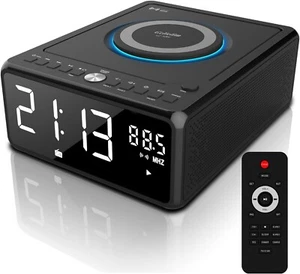CD Player Boombox with Remote, Dual Alarm Clock Radio, Wireless Digital - Picture 1 of 7