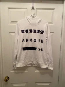 NWT Under Armour Women's Classic Logo Coldgear White Navy Blue Hoodie Small - Picture 1 of 2