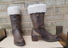 Bussola /ladies Brown Leather  Mid Calf Length Boots Size 7 Uk /mid Heels/ Used