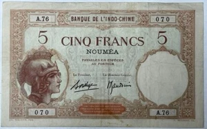 Banque de L'Indo-Chine - NOUMEA - 5 Francs ND(c.1926) -P-36b - Very Fine - Picture 1 of 2