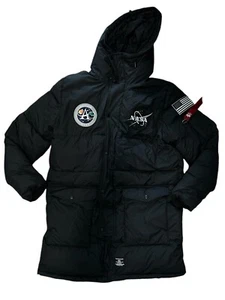 Alpha Industries MAN ON THE MOON N-3B QUILTED PARKA Apollo Black Jacket Hoodie L - Picture 1 of 4