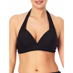 Time and Tru Women's Ruched Halter Top Swimsuit, Black, Large 12-14 - Picture 1 of 3