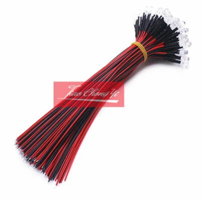 5mm DC 9V-12V LED Diode Light Clear 18cm Cable Pre-Wired With Plastic Holder - Image 1 of 4