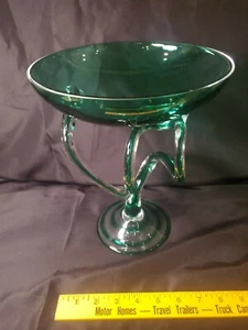 Plato de pedestal de medusas de vidrio artístico vintage Jozefina Krosno Polonia - Imagen 1 de 12