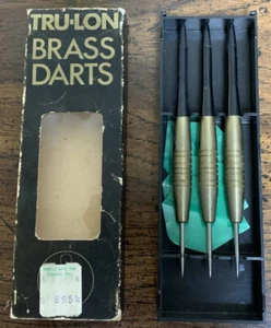 Vintage set Tru-Lon Brass Dart Set Of 3 With Original Package Nice Darts - Picture 1 of 3