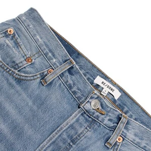 Jeans denim Re/Done nuovi con etichette taglia 26 US larghi lunghi strappati e sbiaditi cotone blu - Foto 1 di 16