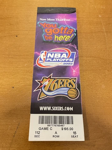 10X Courtside 2002 Philadelphia 76ers Playoff Tickets Allen Iverson Dikembe Cover