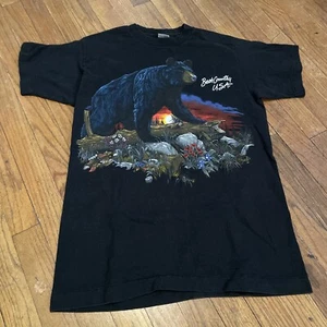 Vintage T-Shirt Schwarzbär Natur Tier Erde schwarz Gr. M 1995 Einzelnaht - Bild 1 von 5