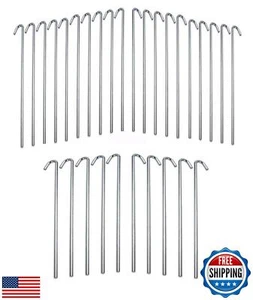 IIT 9 inch 30-Piece Galvanized Steel Tent Pegs-Garden Stakes, Silver Steel - Picture 1 of 1