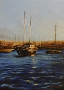 Original Acrylic Seaside Painting signed by artist/unframed - Picture 1 of 1