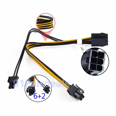 6-Pin FE auf 8 (6+2Pin) Stecker Netzteil Kabel für Grafikkarte GPU Express PCIE  - Bild 1 von 4
