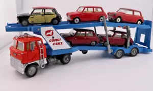 CORGI TOYS KONVOLUT * FORD CARRIMORE AUTO TRANSPORTER & 5 MINI MODELLI * ORIGINALE - Foto 1 di 22