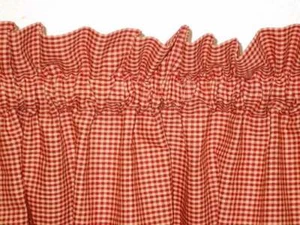 Cenefa de punta casera hecha a mano Country primitivo rojo micro cheque Gingham 68 x 15 - Imagen 1 de 2