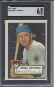 Tarjeta de béisbol 1952 Topps #224 Bruce Edwards Chicago Cubs calificada SGC 6 - Imagen 1 de 2