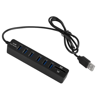6 Port USB Hub Adapter MicroSD SD SDHC Card Reader PC Laptop Type A Data Expand - Image 1 of 4