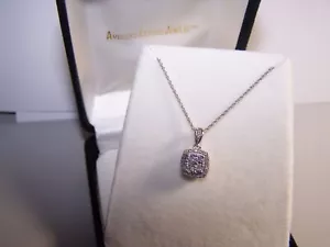 KAY/ZALES SUN DESIGN 34 DIAMOND CLUSTER HALO STERLING SILVER PENDANT & CHAIN - Picture 1 of 5