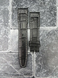 Neu 21mm genarbtes Lederband schwarz Uhrenarmband IWC Pilot Spitfire Top Gun weiß - Bild 1 von 6