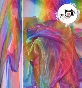 Rainbow Printed Organza Dressmaking Fabric 58" Wide, High Qaulity - Picture 1 of 6