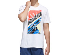 Mens adidas Slogan Graphic White T-shirt Crewneck Size XL Climalite Fm6105