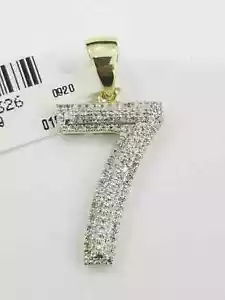 2.20Ct Round Lab Created Diamond 7" Number Charm Pendant 14K Yellow Gold Plated - Picture 1 of 10