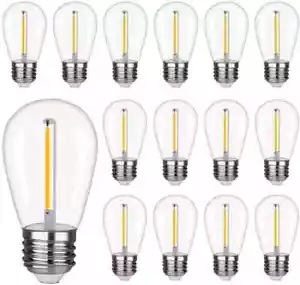 Waterproof S14 LED Light Bulbs Outdoor String Lights Replacement E26 Base 15Pack - Picture 1 of 9