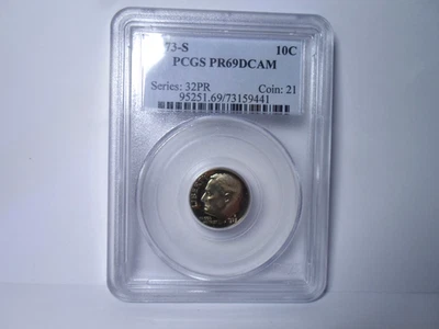 1973-S PCGS PR69DCAM Graded Roosevelt Dime * Proof Coin* - Image 1 of 4
