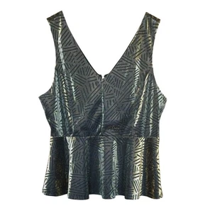 Forever 21+ Top Peplum Metálico Talla Grande 3X Elegante Evento Nochevieja Fiesta Gótico Glamour - Imagen 1 de 7