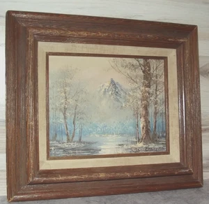 Blue Mountain River Landscape Oil Painting Signed Chapman 8x10" - Picture 1 of 1