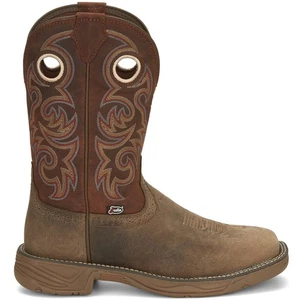 Justin Boots Rush 11 Inch Square Toe Western Work  Mens Brown Casual Boots SE740 - Picture 1 of 5