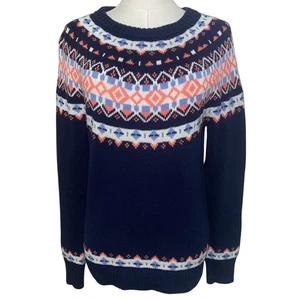 J. Crew Fair Isle Strickpullover mit Rundhalsausschnitt Damen klein blau Wollmischung - Bild 1 von 6