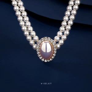 Collana di perle nobili doppio strato atmosfera luce lusso regalo squisito - Foto 1 di 5