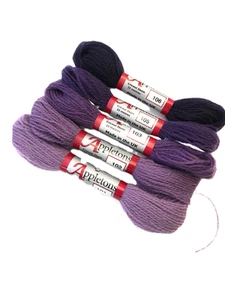 Purple 101-106 (5pcs) Set of Appletons Crewel 2ply Wool embroidery Yarn Skeins - Picture 1 of 4