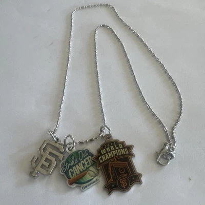 Giants Mother's Day 2013 World Champions 20in CHARM NECKLACE Strike Out Cancer - Image 1 of 4