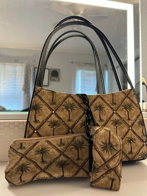Elegant Palm Tree Patterned Shoulder Bag Set with Rhinestone Detailing — 第 1/4 张图片