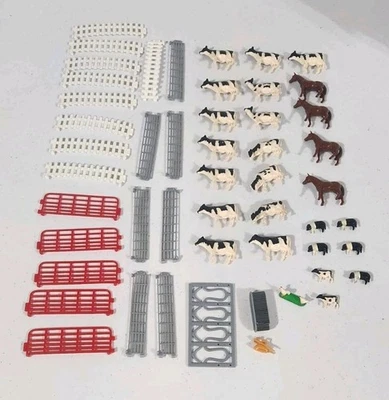 Vintage ERTL Farm Country Animals Gates Fences Cows Pigs Horses Lot  - Image 1 of 4