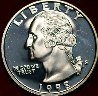 Uncirculated Proof 1998-S San Francisco Mint Silver Washington Quarter - Image 1 of 2