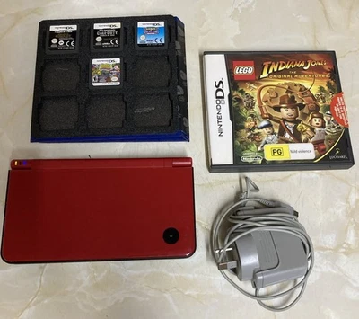 Red Nintendo dsi XL console,charger And Games Bulk Lot Works Perfectly - image 1 of 4