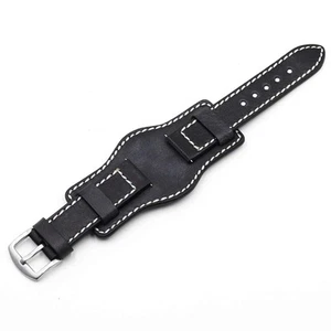 Leather Cuff Watch Strap 20mm 22mm 24mm Vintage Genuine Leather Watch Band wi... - Picture 1 of 7