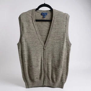 Mens Paul Fredrick Preppy Classic Merino Wool Cardigan Vest Grey Large  - Picture 1 of 4
