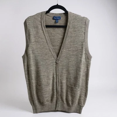 Mens Paul Fredrick Preppy Classic Merino Wool Cardigan Vest Grey Large  - Image 1 of 4