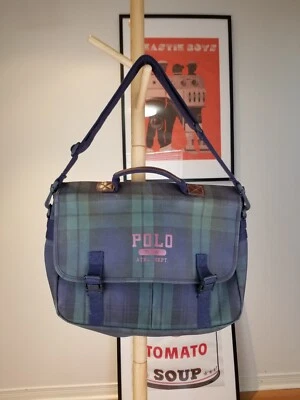 BOLSA CRUZ VINTAGE 90' POLO RALPH LAUREN VERDE XADREZ TAMANHO 19' X 10' X 3.5' - Imagem 1 de 4