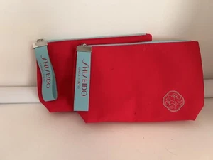 2 Pieces For One Price! Shishedo Ginza Tokyo (Pink/Blue)Cosmetic Zipper Bag Mint - Picture 1 of 9