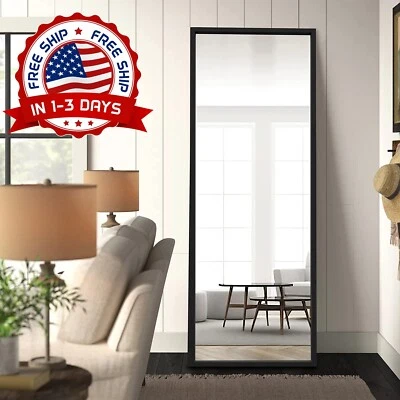Espejo De Piso Longitud Pie Negro Grande Para Cuarto 59" X 16" NUEVO — 第 1/4 张图片