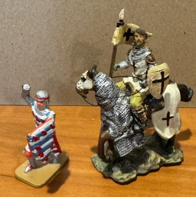 2 Lot - Medieval Knights One Lead - One Resin - Riding Horse - Image 1 of 4