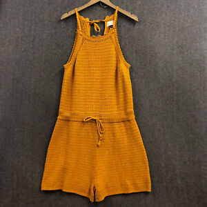 Universal Thread Women's Yellow Knit Romper Size Large Sleeveless Drawstring NWT