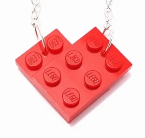 Love Heart Necklace made with LEGO Bricks plates valentines day gift mothers mum - Picture 1 of 6