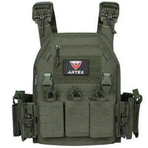 Green Tactical Vest Quick Release MOLLE Plate Carrier Security Gear - Picture 1 of 10