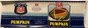 IGA Brand 1920's Pumpkin Can Label Independent Grocer Alliance Dist. Chicago, Il - Picture 1 of 2